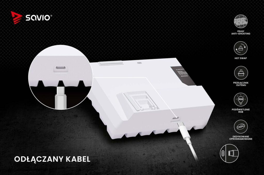7 klawiatura mechaniczna whiteout x2 savio odłączany kabel blue pl