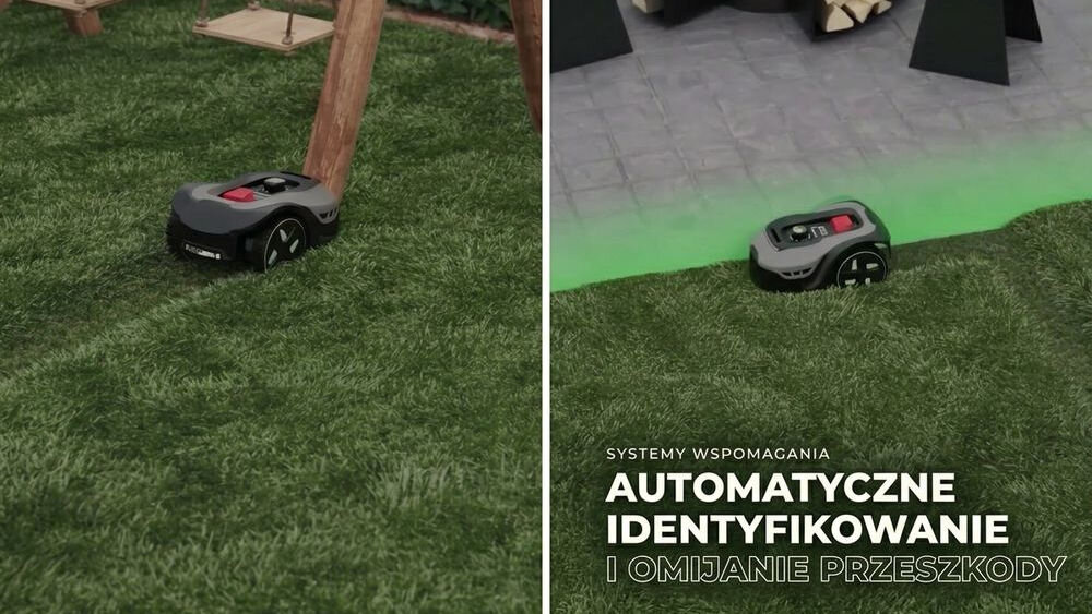 Robot koszący STALCO Perfect RMP2000US sterowanie Bluetooth/Wi-Fi 2000m2, czujniki, ultradźwięki, przeszkody, noże, Robot koszący omijający przeszkody na trawniku.