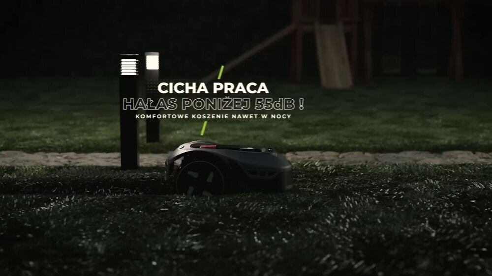 Robot koszący STALCO Perfect RMP2000US sterowanie Bluetooth/Wi-Fi 2000m2, cichość, hałas, mulczowanie, pielęgnacja, Robot koszący pracujący nocą w cichym trybie.