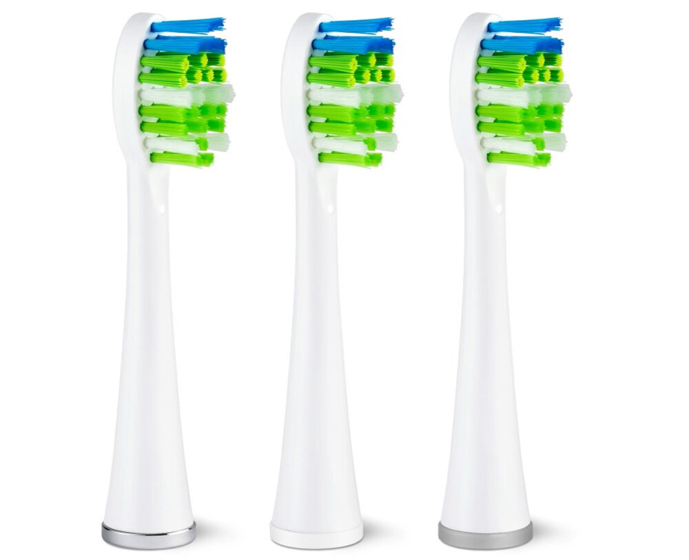 Oryginalna końcówka do szczoteczki sonicznej WATERPIK STW-03  Biała (3 szt.) (Normalna miękkość włosia) długotrwałe użytkowanie higiena czas zalecenia zapas