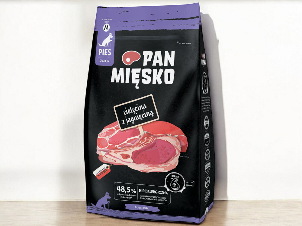 Karma dla psa PAN MIĘSKO Cielęcina z jagnięciną M 9 kg naturalne składniki