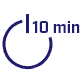 Okrąg z pionową linią u góry i napis: 10 min.