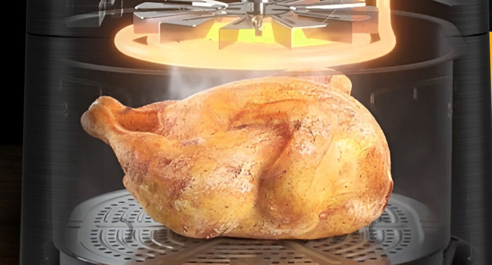 Frytkownica beztłuszczowa EXTRALINK SJ-650 Air Fryer szybkie i równomierne gotowanie potraw zoptymalizowany czas przygotowywania potraw pełnowartościowy posiłek chrupkość smak efektywność łatwe i przyjemne gotowanie
