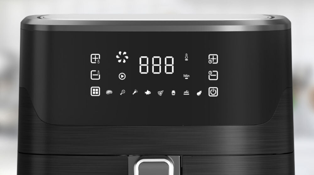 Frytkownica beztłuszczowa EXTRALINK SJ-650 Air Fryer wygoda prostota obsługi intuicyjny panel sterowania duża pojemność 6,5 l łatwe do czyszczenia technologia beztłuszczowego smażenia zdrowe gotowanie komfort efektywność