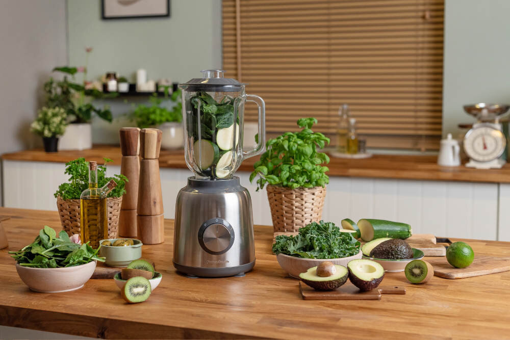 Blender kielichowy VINTAGE CUISINE Retro VC1TBL23MT11CP Miętowy Wysoka moc ostrza ze stali nierdzewnej przeznaczenie