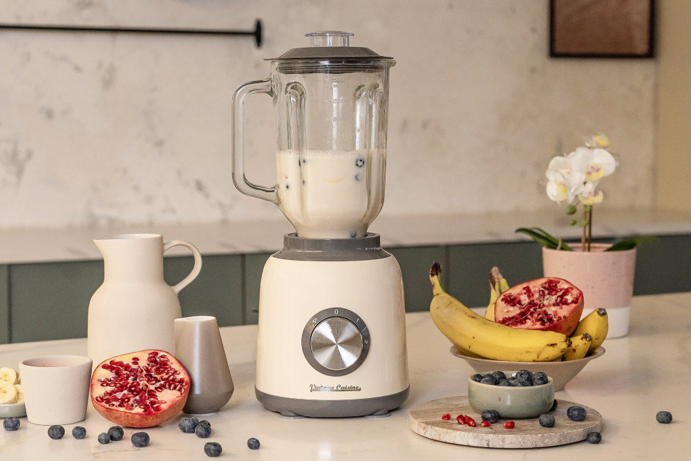 Blender kielichowy VINTAGE CUISINE Retro VC1TBL23SS11CP Srebrny Stylowy design retro styl możliwości koktajle smoothie sosy