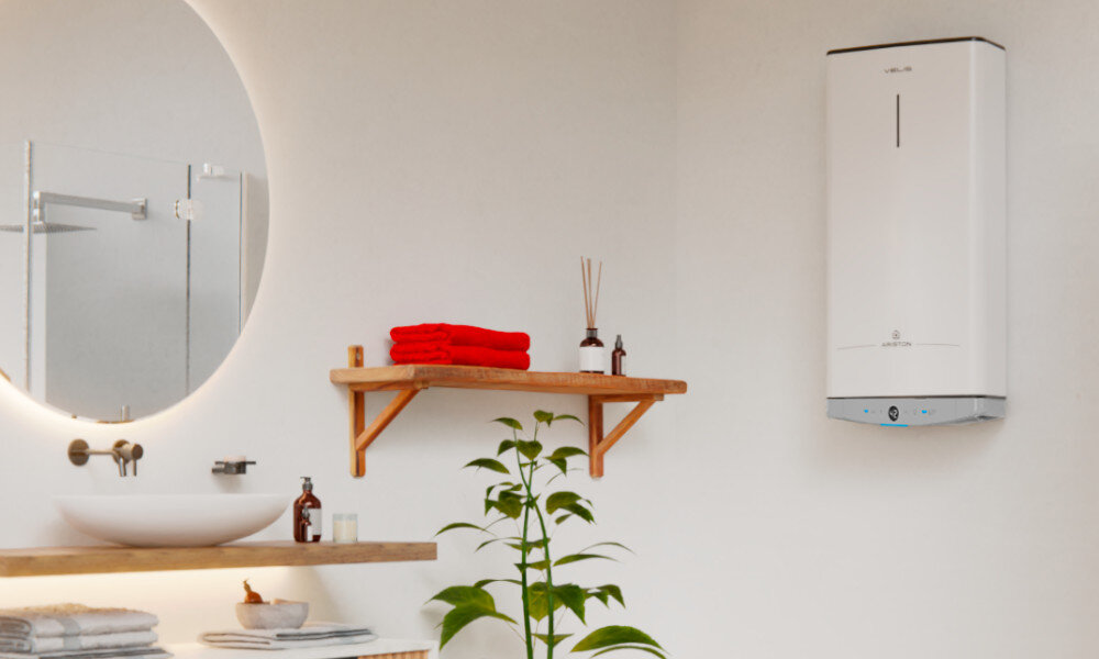 Bojler elektryczny ARISTON Velis Dune 100 80 l Funkcja Eco Evo dostosowanie użytkowanie Funkcja Boost moc temperatura higiena funkcja antylegionella Podwójny zbiornik zewnętrzny regulator temperatury
