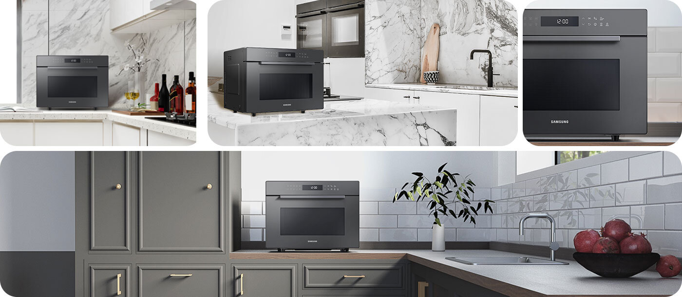 Przykłady pomieszczeń, w których została wykorzystana kuchenka mikrofalowa Samsung MC35R8058CC