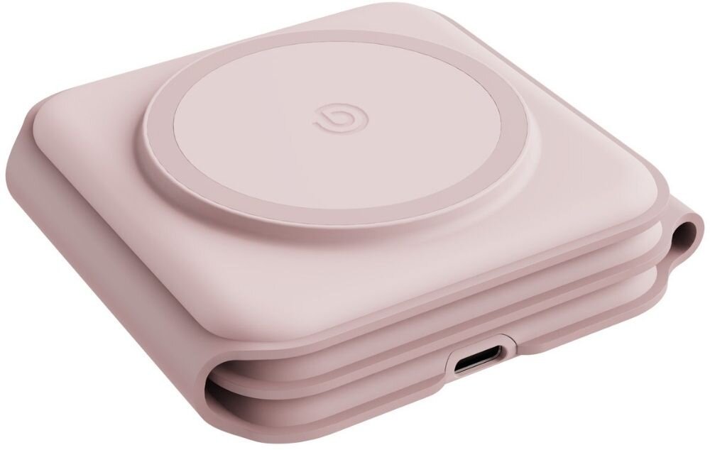 Ładowarka indukcyjna ENERGEA Bazic GoMag Trio Plus 15W Różowy MagSafe
                ładowarka na białym tle silikonowa rama niewiele miejsca podstawka dla telefonu zegarka