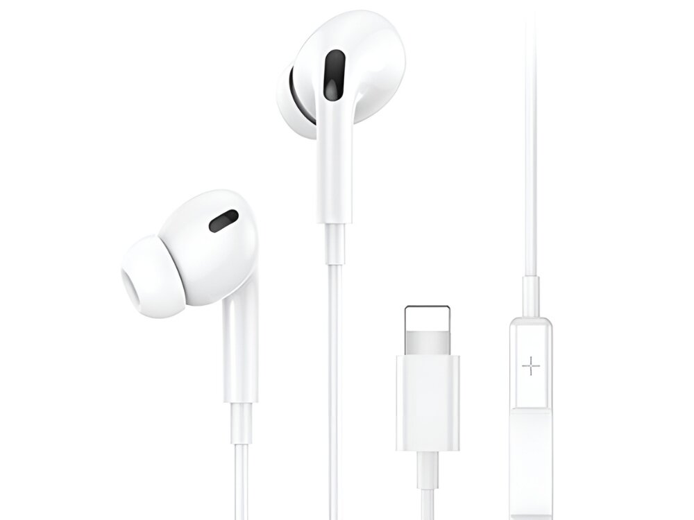 Słuchawki dokanałowe USAMS EP-41 Max redukcja szumów złącze Lightning długość przewodu 1.2 m kompatybilność z iPhone