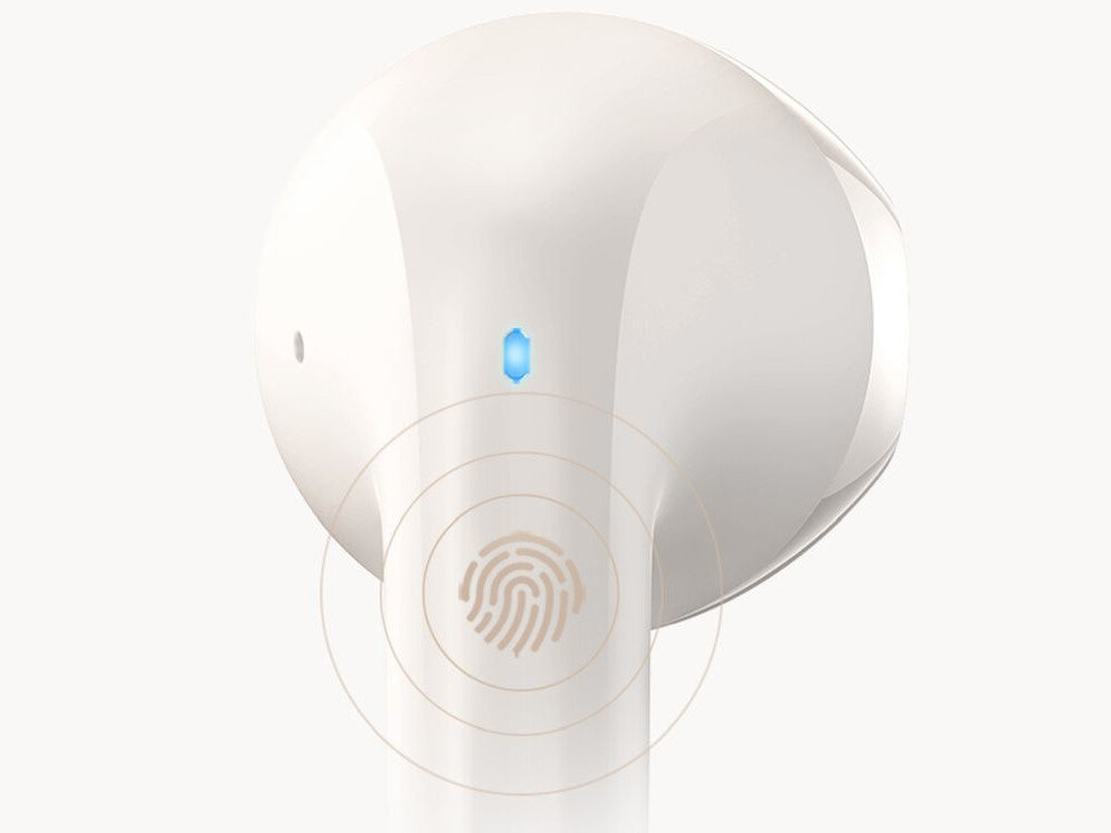 Słuchawki douszne USAMS Rhymbo Series Niebieski intuicyjna obsługa dotyk, płynność, precyzja, dotyk, słuchawka jasne tło słuchawka przedstawiony odcisk palca dioda czułe panele dotykowe sterowanie muzyką odbieranie połączeń aktywowanie asystenta głosowego płynna, intuicyjna i precyzyjna obsługa lekki gest oszczędność czasu i wygoda