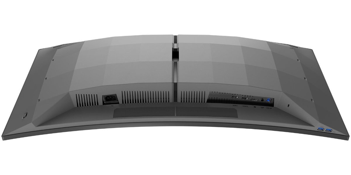 Monitor PHILIPS Evnia 34M2C6500/00 na białym tle - spód monitora bez podstawki.