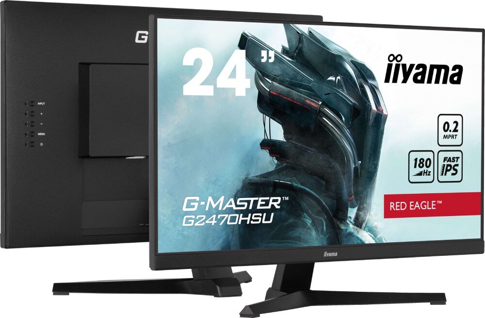 Monitor IIYAMA G-Master G2470HSU-B6 23.8 1920x1080px IPS 180Hz 0.2 ms [MPRT] konstrukcja ramka kąt nachylenia mocowanie VESA