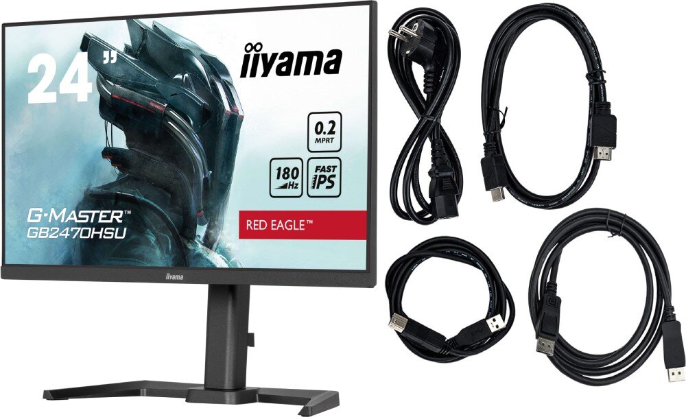 Monitor IIYAMA G-Master GB2470HSU-B6 23.8 1920x1080px IPS 180Hz 0.2 ms [MPRT] opakowanie zestaw