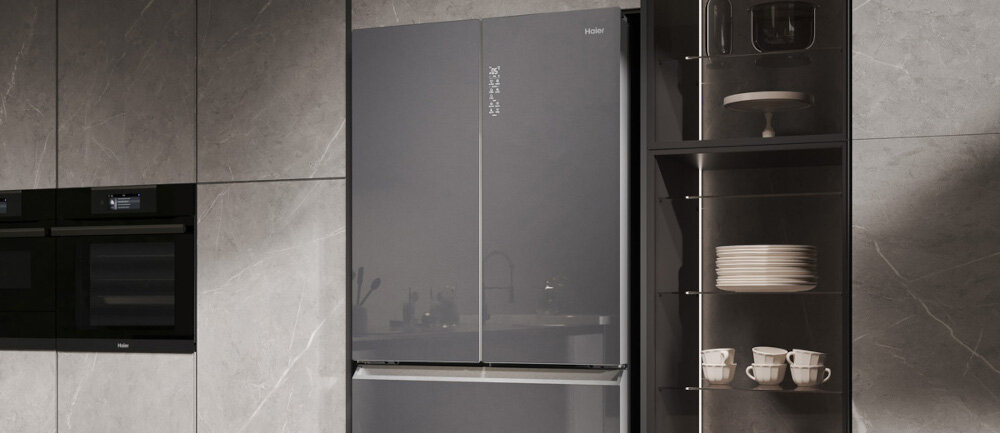 LODÓWKA HAIER HFR79F19EFGK wygląd styl design szklany front wydajność technologia