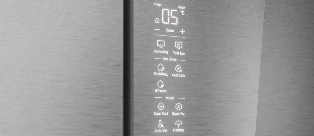 LODÓWKA HAIER HFR79F19EFGK panel sterowanie wyświetlacz cyforowy ustawienia funkcje regulacja temperatura