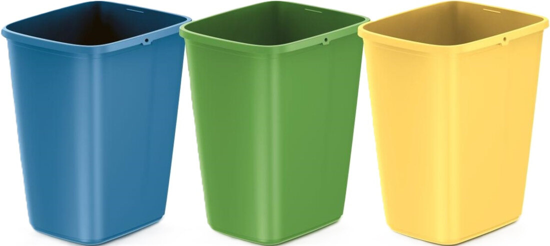Kosza na śmieci KEDEN SORTIBOX COMPACTA Q BASIC NSD12S3 3 x 12L Wielokolorowy Praktyczny i estetyczny  zestaw trzech pojemników o pojemności 12 litrów w trzech kolorach: żółtym, zielonym i niebieskim Estetyczna ramka dostępna w różnych kolorach