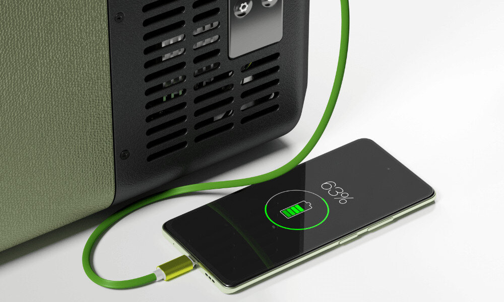 Lodówka kompresorowa YOLCO ET18 Zielony Kilka opcji ładowania prąd stały gniazdo sieciowe prąd zmienny port powerbank zabezpieczenia ochrona akumulatora pojazdu zabezpieczenie przeciwprzepięciowe ochrona