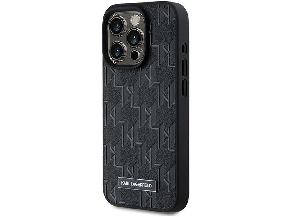 KARL LAGERFELD Leather Monogram Metal Logo pełen dostęp do wszystkich portów iPhone ochronę bezpieczny