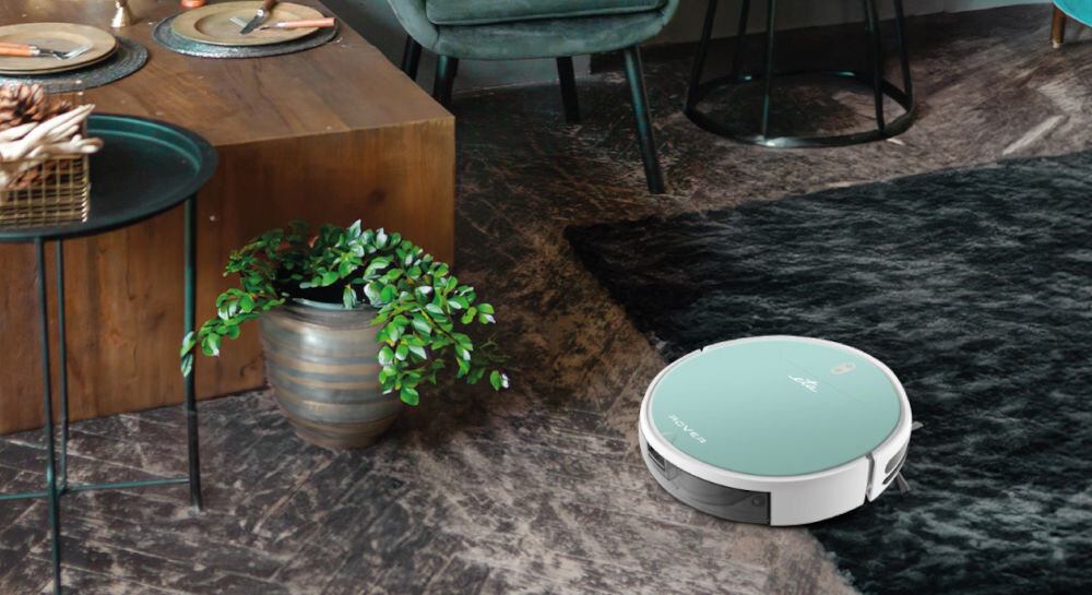 Robot sprzątający ETA Rover 124890020 konstrukcja SUPER SLIM 7,7 cm wysokości dotarcie do trudno dostępnych miejsc przestrzenie pod meblami dwie boczne szczotki zbieranie kurzu z krawędzi i narożników filtr HEPA zatrzymywanie najdrobniejszych cząsteczek kurzu roztoczy i alergenów pojemnik na kurz o pojemności 200 ml zbiornik do mopowania o pojemności 230 ml 