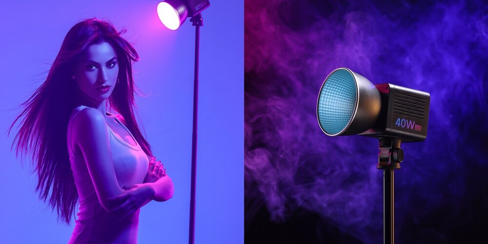 Lampa Ulanzi 40W modelka na sesji