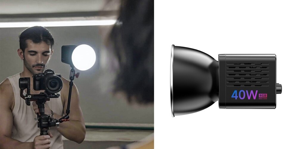 Lampa Ulanzi 40W zamontowana na gimbalu