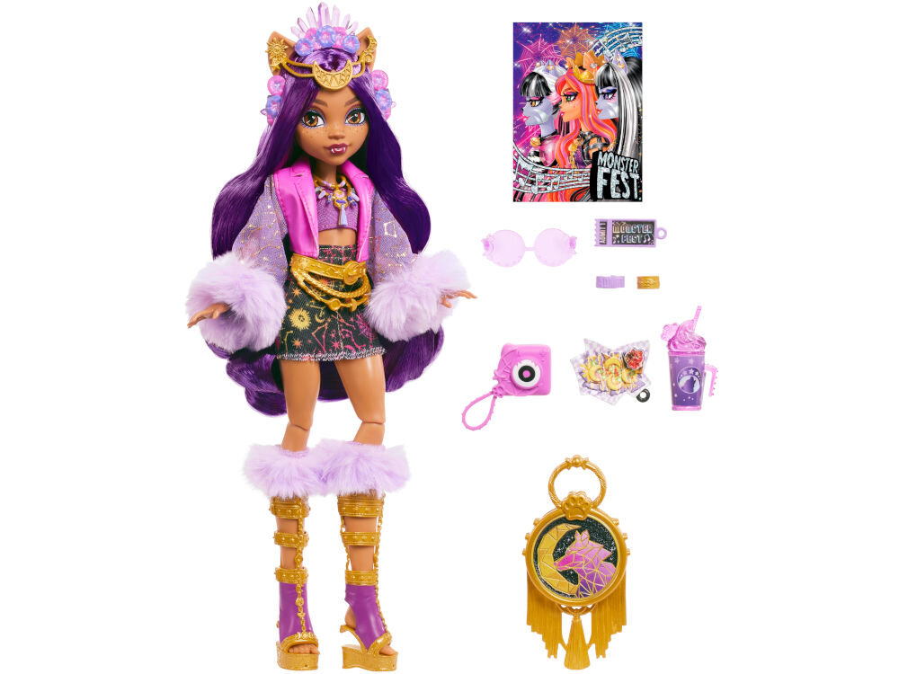 Lalka MONSTER HIGH Fest Clawdeen Wolf HXH80 elementy zestaw