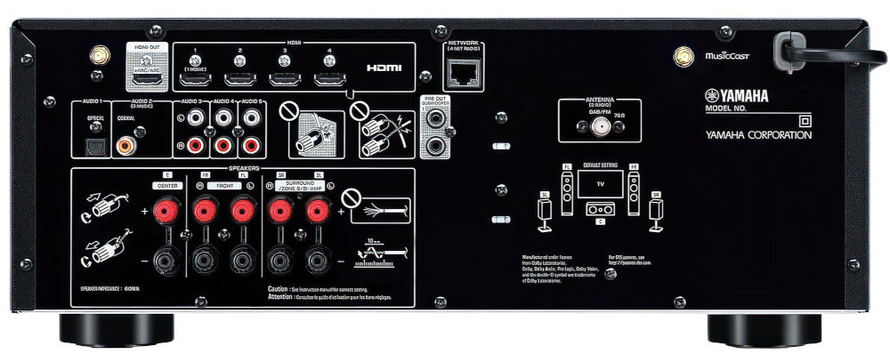 Kino domowe YAMAHA RX-V4A + INDIANA LINE Tesi 561+261+761 Czarny - Elegancka stylistyka