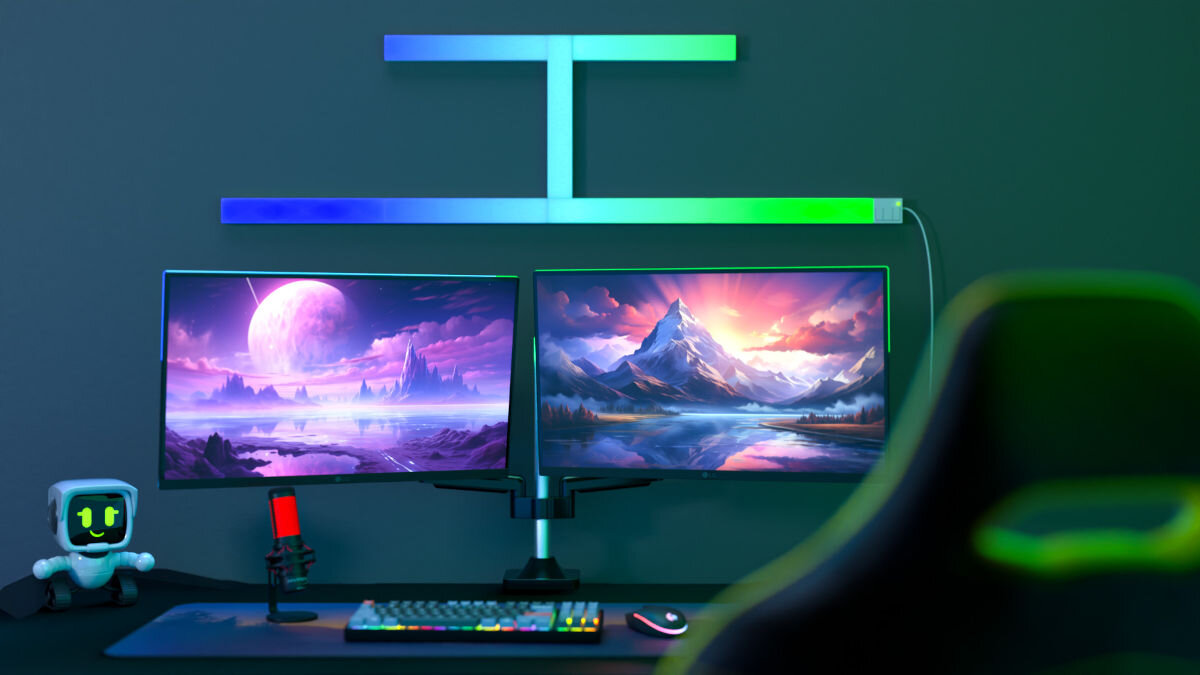 LAMPKI MODUŁOWE FROGGIEX FX-GL3-LL-RGB stylowy dodatek smukły podłużny kształt dynamiczne efekty świetlne mocne naklejki w zestawie