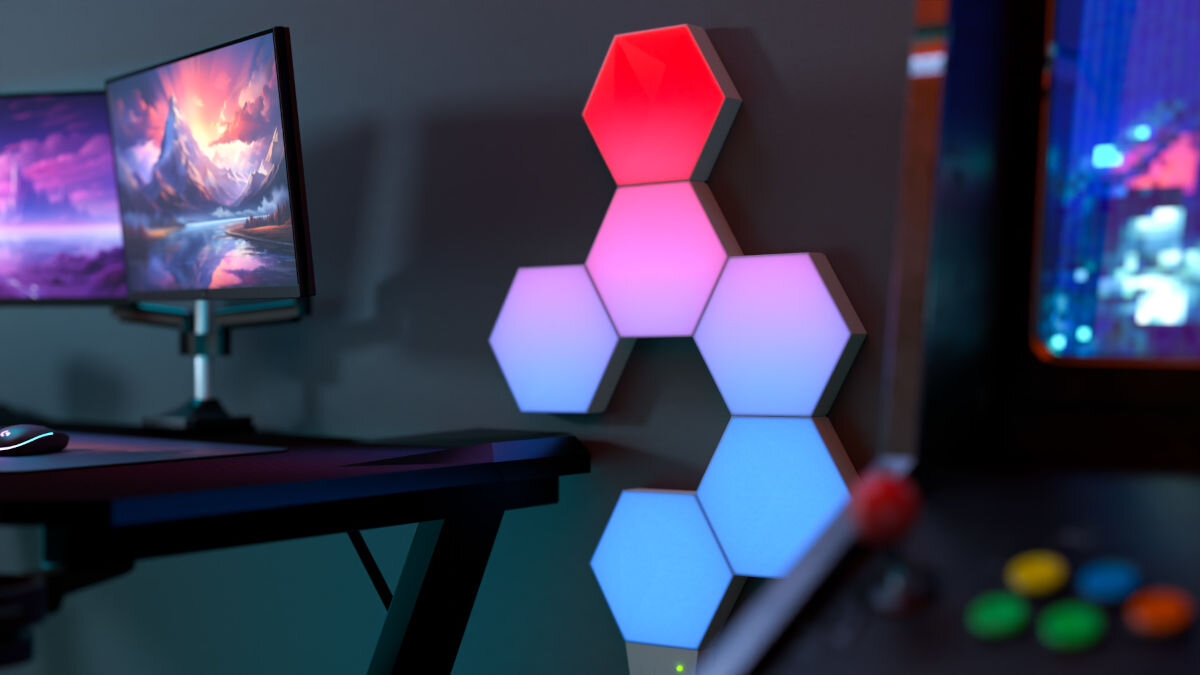 LAMPKI MODUŁOWE FROGGIEX FX-GL2-HL-RGB LED RGM hexagon predefiniowane tryby świecenia możliwość tworzenia