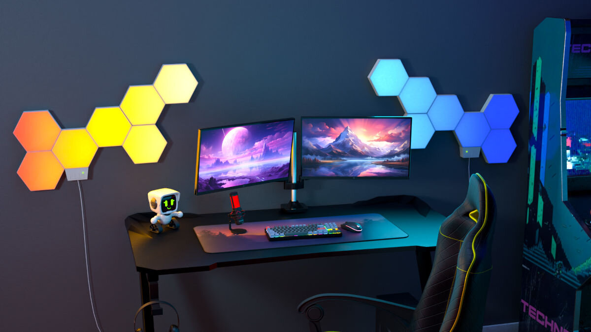 LAMPKI MODUŁOWE FROGGIEX FX-GL2-HL-RGB stylowy design prosty montaż kształt hexagon