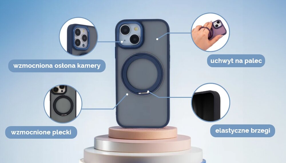 Etui TECTO SHIELD Secure Spinning Mag bezpieczenstwo telefon oslona kamera ekran pierscien pc tpu