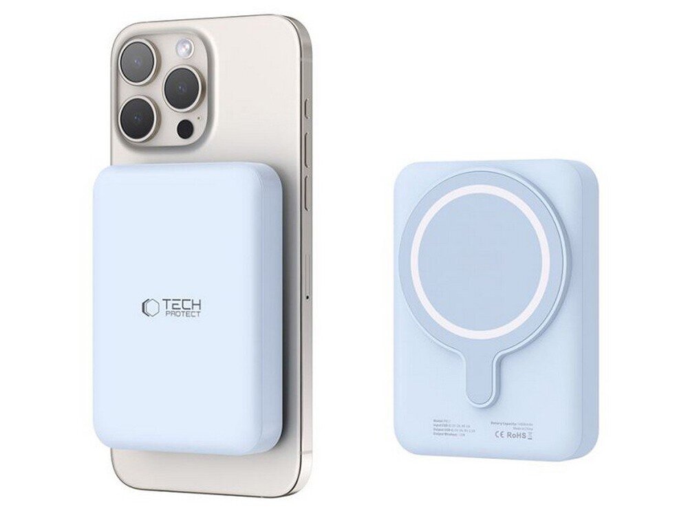 Powerbank TECH-PROTECT PB11 LifeMag MagSafe  obok smartfona  