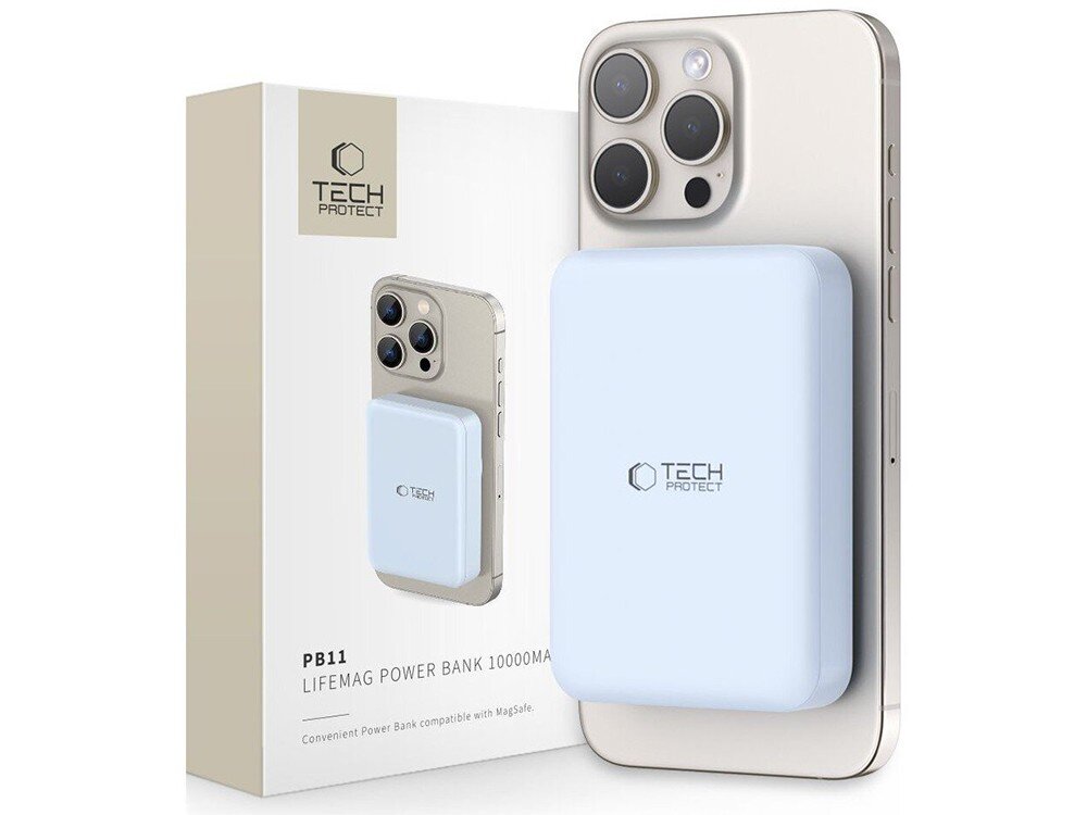 Powerbank TECH-PROTECT PB11 LifeMag MagSafe obok pudełka   