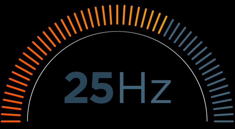 Kamera termowizyjna SEEK THERMAL Nano częstotliwości odświeżania 25 Hz płynny obraz termiczny zmiany temperatury w czasie rzeczywistym - skala na półkole zaznaczona do dwóch tzecich na dole wartość 25 Hz