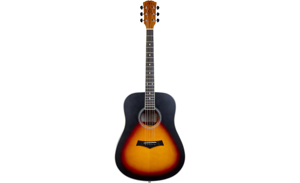 Gitara akustyczna ARROW Silver D z matowym wykończeniem typu dreadnought, gitara od frontu na białym tle
