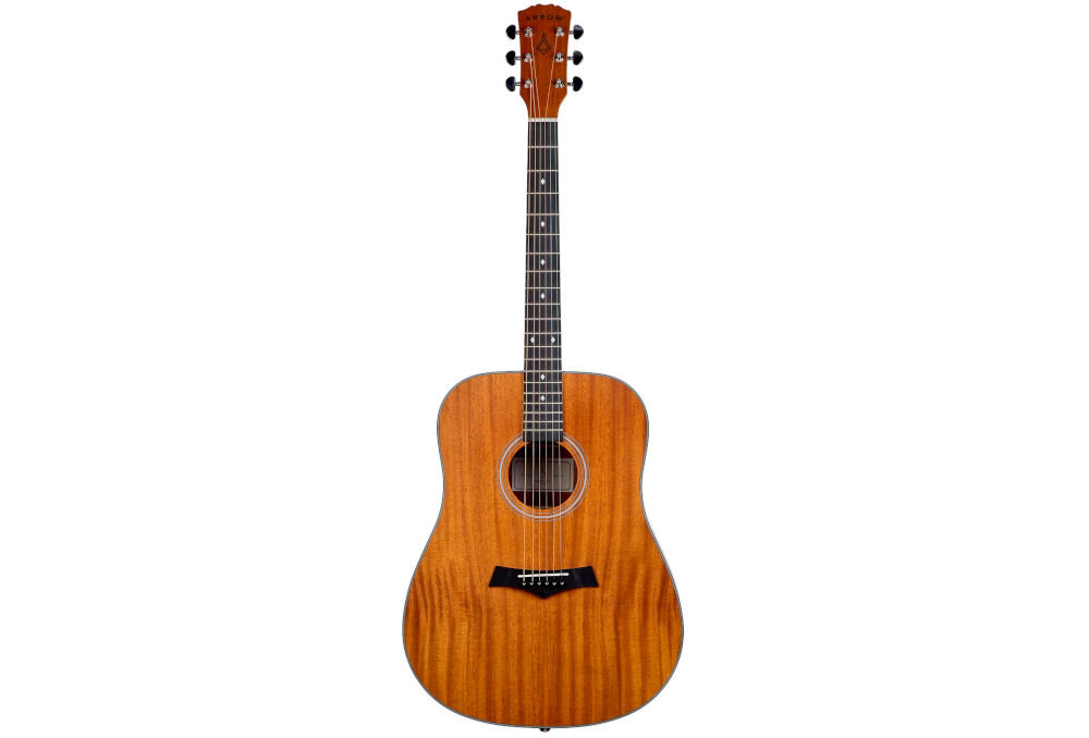 Gitara akustyczna ARROW Silver D z matowym wykończeniem typu dreadnought, gitara od frontu na białym tle