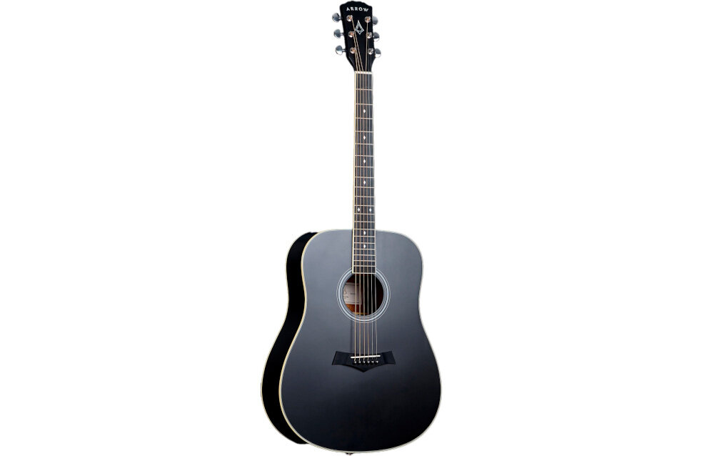 Gitara akustyczna ARROW Silver D gryf okume skala 648 mm, gitara po skosie na białym tle