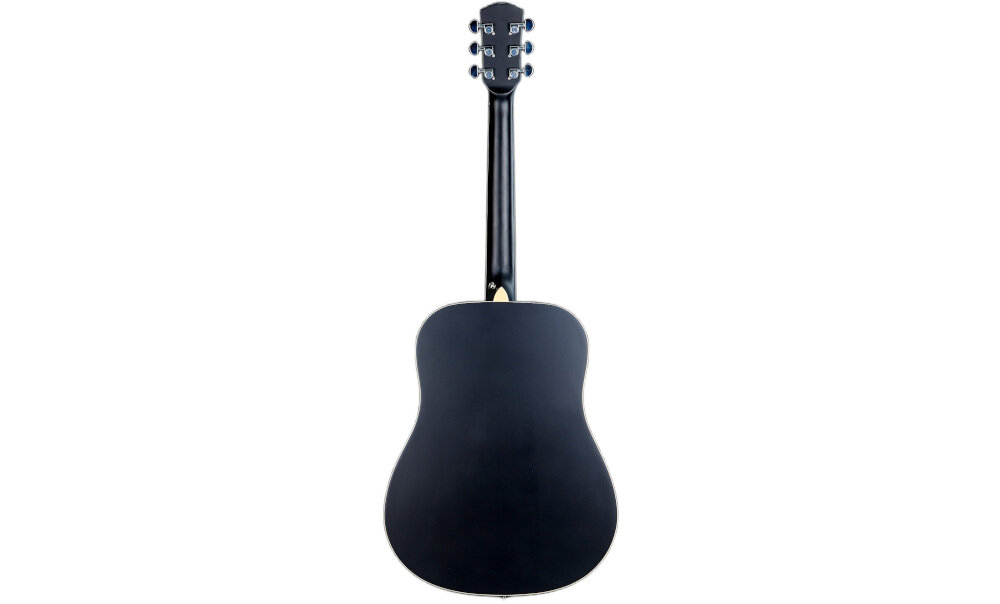 Gitara akustyczna ARROW Gold D lity świerk dynamiczne brzmienie uniwersalne zastosowanie, gitara od tyłu na białym tle