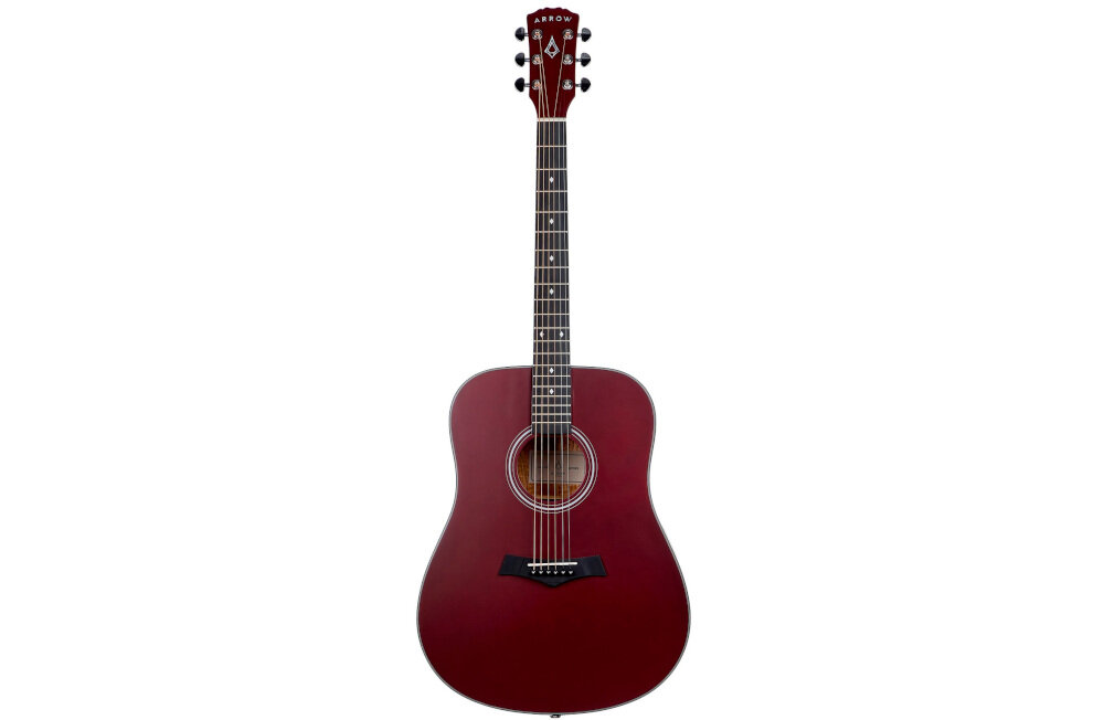 Gitara akustyczna ARROW Silver D z matowym wykończeniem typu dreadnought, gitara od frontu na białym tle