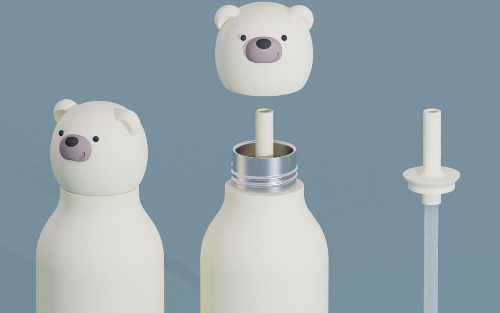Butelka termiczna ASOBU Bestie Bottle Bear Biały dwuścienna konstrukcja z miedzianą powłoką optymalna izolacja termiczna napoje pozostają gorace do 12 godzin a zimne do 24 godzin silikonowy ustnik miękka słomka łatwe przyjemne picie antypoślizgowe dno z silikonowym wykończeniem stabilnośc zapobieganie przypadkowemu przewróceniu praktyczna w każdej sytuacji