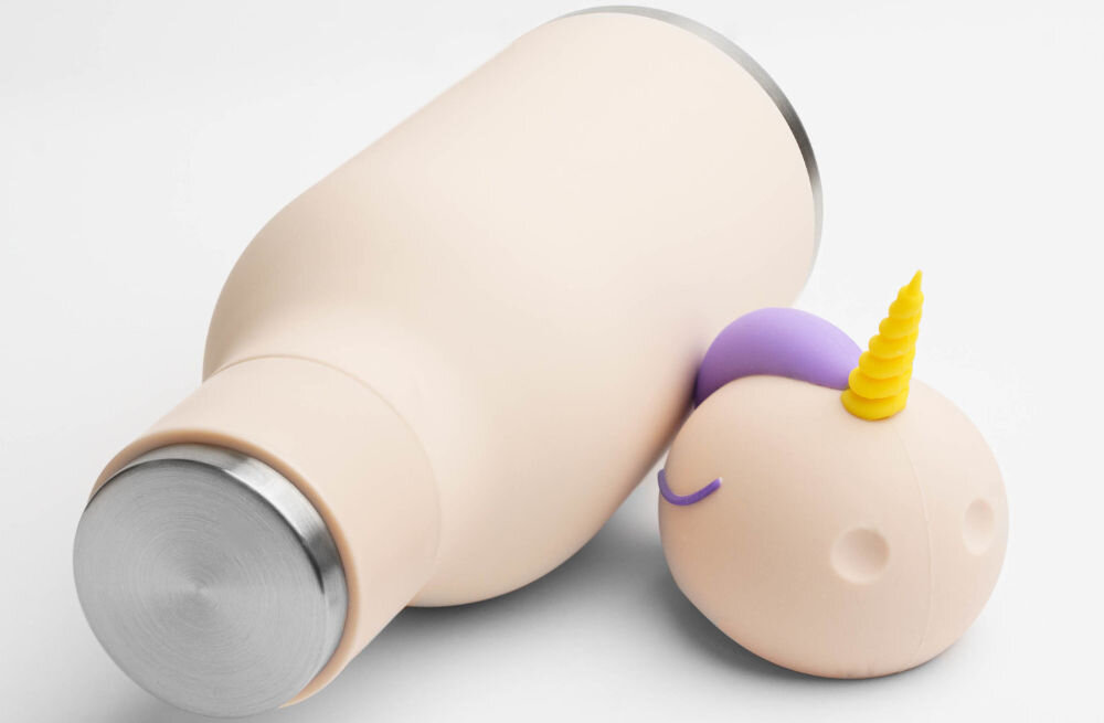 Butelka termiczna ASOBU Bestie Bottle Unicorn Beżowy butelka jednorożec beżowy róg kolorowa grzywa