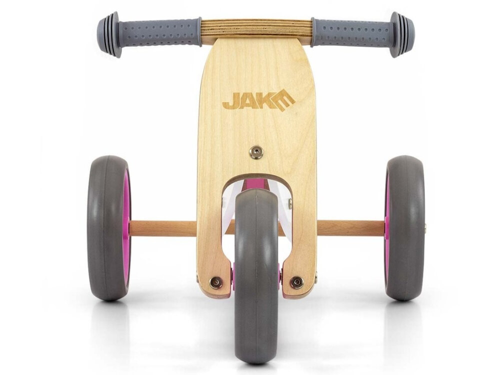 Rowerek biegowy MILLY MALLY Jake 2w1 Classic Różowy kierownica uchwyty pokryte antyposlizgowym materialem ograniczniki zabezpieczaja rece przed zeslizgnieciem sie na boki bezpieczna jazda