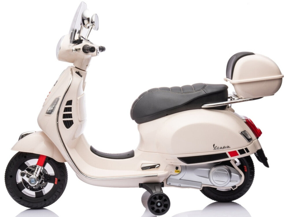 Motorek elektryczny MILLY MALLY Vespa GTS Super Biały ekscytujaca podroz licencjonowany kultowy wyglad funkcjonalnosc dbalosc o detale wysokiej jakosci materialy realistyczne detale zaawansowane funkcje rozwijanie wyobrazni i umiejetnosci