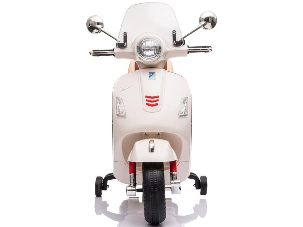 Motorek elektryczny MILLY MALLY Vespa GTS Super Biały dla dzieci w wieku od 3 lat o maksymalnej wadze do 30 kg odpowiednio wyselekcjonowane materialy solidnosc wytrzymalosc nie ma ostrych krawedzi bezpieczne uzytkowanie