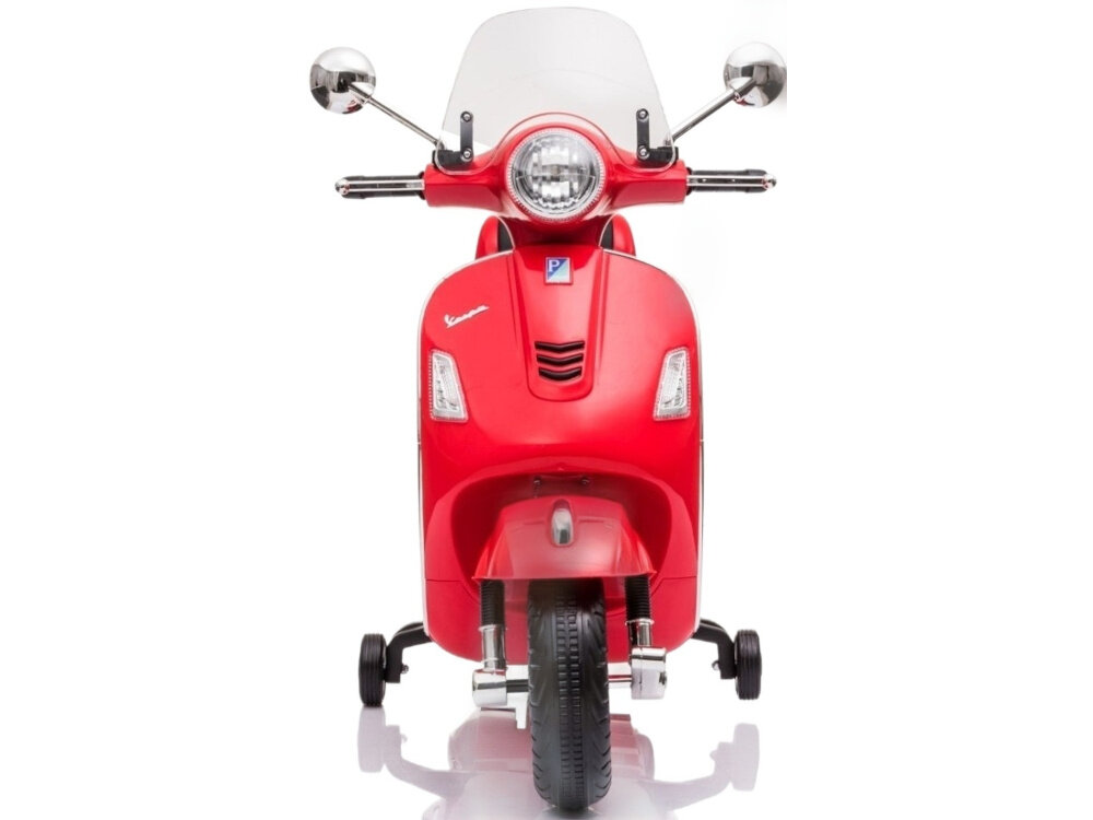 Motorek elektryczny MILLY MALLY Vespa GTS Super Czerwony dla dzieci w wieku od 3 lat o maksymalnej wadze do 30 kg odpowiednio wyselekcjonowane materialy solidnosc wytrzymalosc nie ma ostrych krawedzi bezpieczne uzytkowanie
