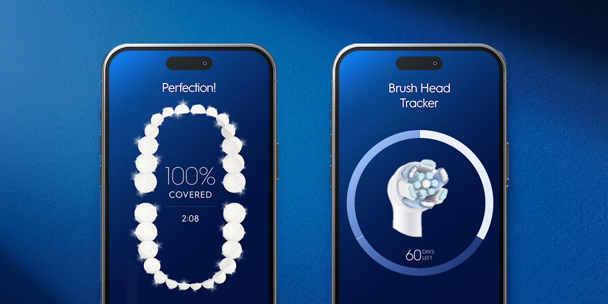 Szczoteczka magnetyczna ORAL-B iO 5 Czarny zdjęcie lifestyle Wskazówki na żywo synchronizacja z Apple Health