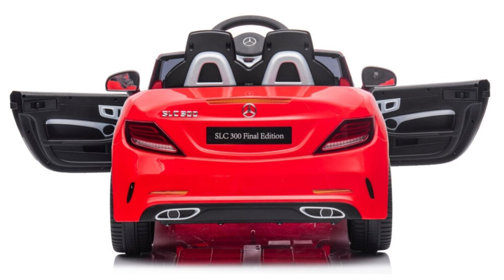 Samochód dla dziecka MILLY MALLY Mercedes-Benz SLC Czerwony otwierane drzwi lusterka boczne swiatla LED z przodu i z tylu certyfikat bezpieczenstwa CE i EN71 wysoka jakosc wykonania zgodnosc z normami bezpieczenstwa