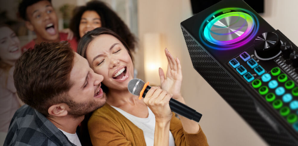 Power audio MUSICMATE MM-SC500 SonicEdge dwa bezprzewodowe mikrofony zasilane dwiema bateriami AA 1,5 V kabel AUX jack 3,5 mm / jack 3,5 mm kabel USB-A / USB-C pasek na ramię
bezprzewodowa praca łączność bluetooth czytnik kart microSD możliwość pracy z różnymi urządzeniami