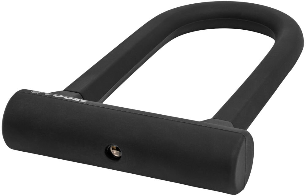 Zapięcie rowerowe VÖGEL VZP301 U-lock Czarny na białym tle widoczny zamek